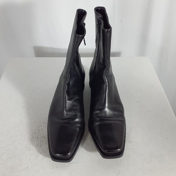 Massimo Dutti Leather Square-Toe Flat Ankle Boots Size 39 - Picture 5 of 7